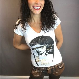 Maxine Paris Club Girl Graphic Puffed Sleeve T-shirt